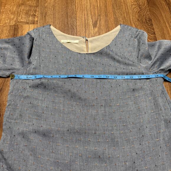 Paper Crown Drop Waist Blue Copper Dot Maternity Dress 3/4 Sleeve Size Small - Picture 9 of 10